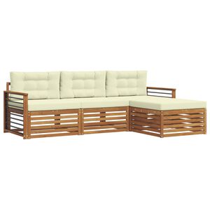 vidaXL Outdoor-Sofagarnitur 4 stk. Natur und Creme