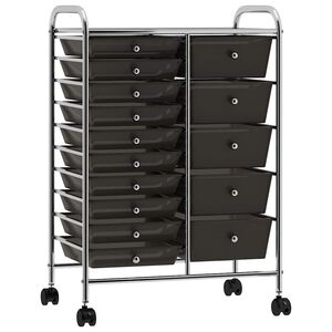 vidaXL XXL Schubladenwagen mit 15 Schubladen Schwarz Kunststoff