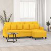vidaXL 3-Sitzer-Sofa mit Hocker Hellgelb 180 cm Stoff