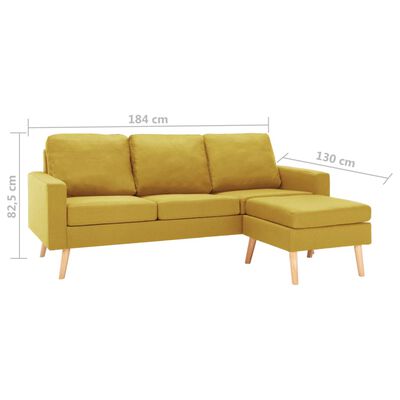 vidaXL 3-Sitzer-Sofa mit Hocker Gelb Stoff