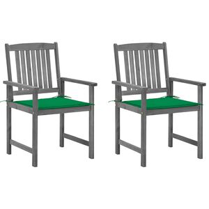 vidaXL Gartenst&uuml;hle mit Kissen 2 Stk. Grau Massivholz Akazie