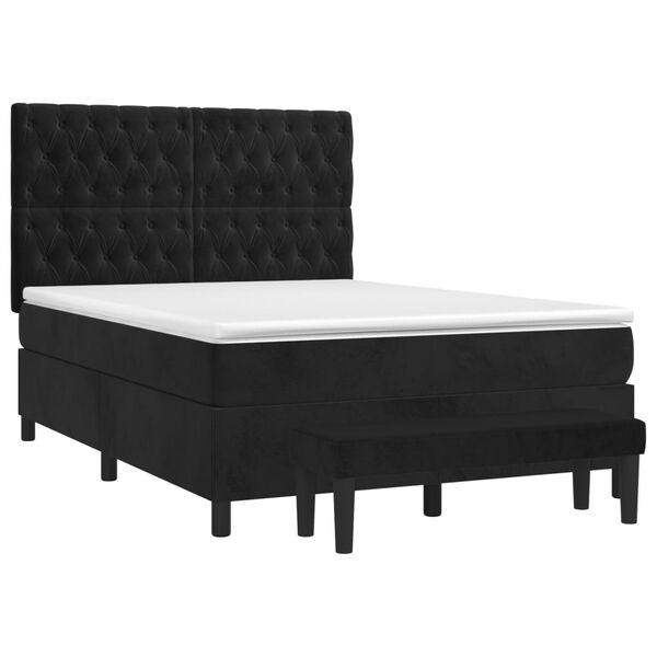 vidaXL Boxspringbett mit Matratze Schwarz 140x190 cm Samt