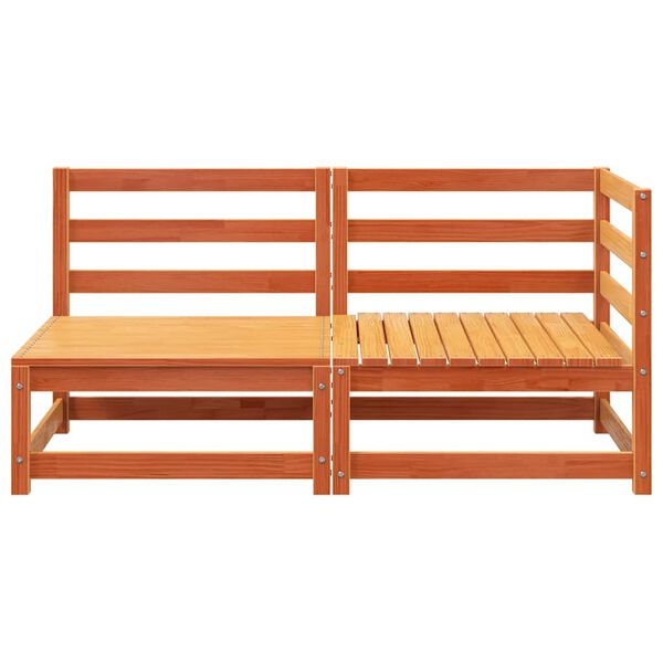 vidaXL Gartensofa 2-Sitzer Wachsbraun Massivholz Kiefer
