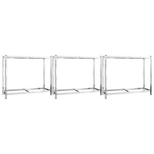 vidaXL Reifenregale mit 2 B&ouml;den 3 Stk. Silbern 110x40x110 cm Stahl