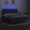 vidaXL Boxspringbett mit Matratze & LED Dunkelgrau 180x200 cm Stoff