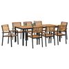vidaXL Garten Essgruppe 9 pcs Schwarz Massivholz Akazie