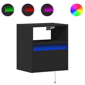 vidaXL TV-Wandschr&auml;nke mit LED-Beleuchtung 2 Stk. Schwarz 41x31x45 cm