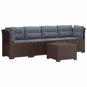 vidaXL 4-Sitzer Gartensofa mit Kissen Rattan Look PP Braun