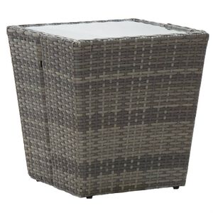 vidaXL Beistelltisch Grau 41,5x41,5x43 cm Poly Rattan und Hartglas