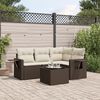 vidaXL 5-tlg. Garten-Sofagarnitur mit Kissen Braun Poly Rattan