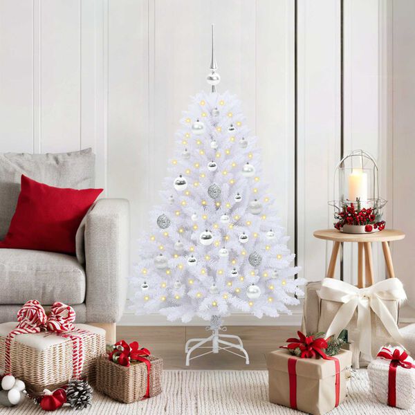 vidaXL K&uuml;nstlicher klappbarer Weihnachtsbaum Wei&szlig; 120 cm PVC und Stahl
