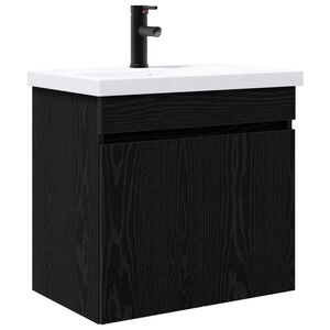 vidaXL Badezimmer Waschtischunterschrank mit Wasserhahn Schwarze Eiche
