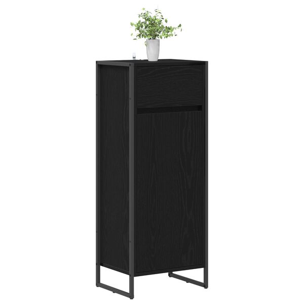 vidaXL Badezimmerschrank mit T&uuml;r Schwarz Eichen-Optik 40 x 30 x 100 cm