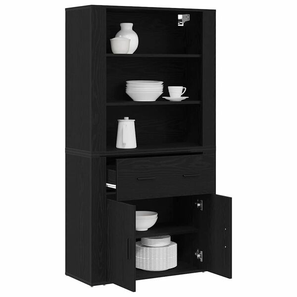 vidaXL Highboard Schwarz Eichen-Optik 80 x 33 x 150 cm Holzwerkstoff