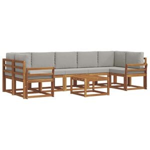 vidaXL Outdoor-Sofagarnitur 8 stk. Nat&uuml;rlich und Hellgrau