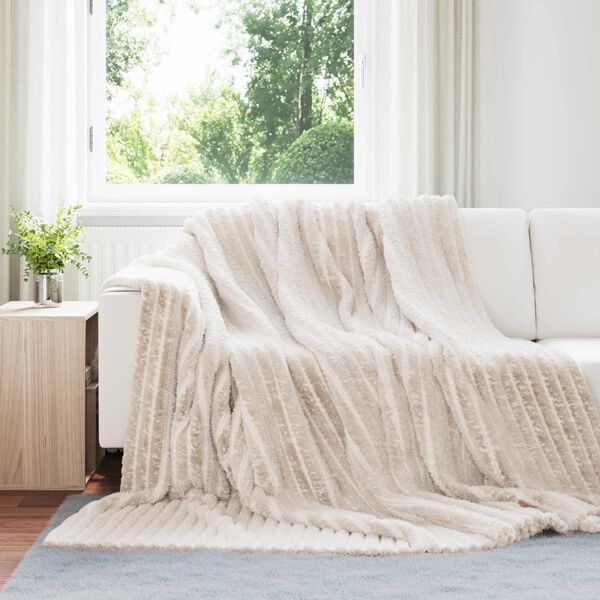 vidaXL &Uuml;berwurfdecke Beige 270 x 240 cm Fleece