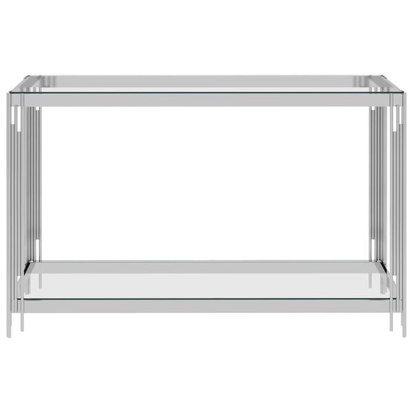 vidaXL Beistelltisch Silbern 120x40x78 cm Edelstahl und Glas