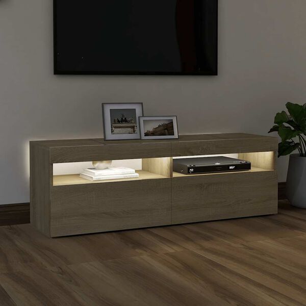 vidaXL TV-Schrank mit LED-Leuchten Sonoma-Eiche 120x35x40 cm