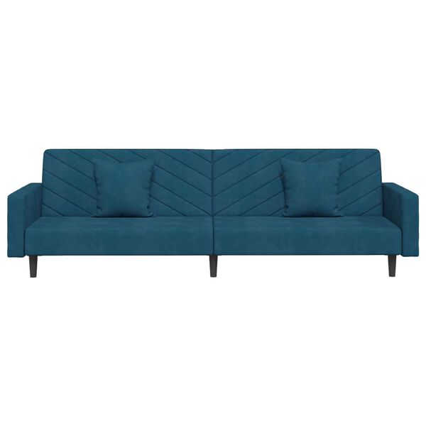 vidaXL Schlafsofa 2-Sitzer mit 2 Kissen Blau Samt