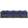 vidaXL 4-tlg. Garten-Lounge-Set mit Kissen Grau Poly Rattan