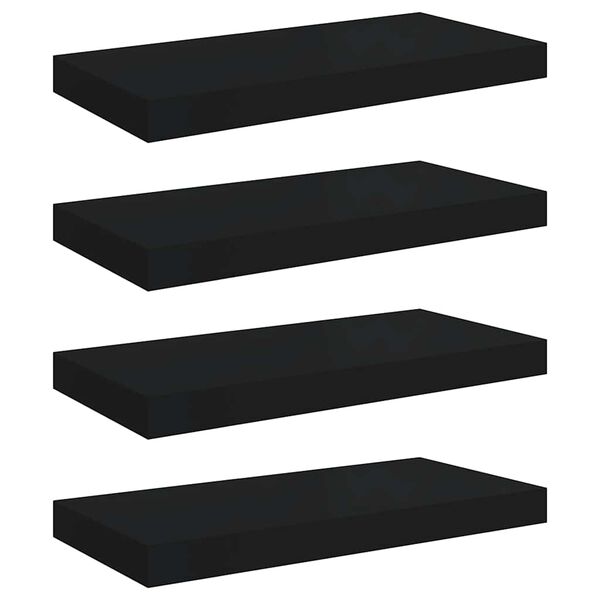vidaXL Schweberegale 4 Stk. Schwarz 50x23x3,8 cm MDF