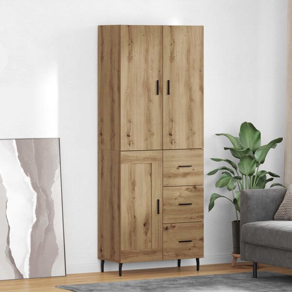 vidaXL Highboard 2 pcs Artisan-Eiche Engineered Wood und Glas