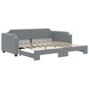 vidaXL Tagesbett Ausziehbar Hellgrau 100x190 cm Stoff