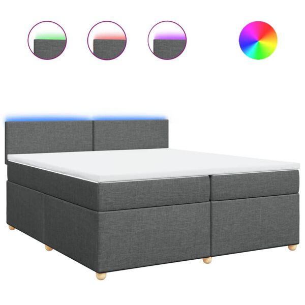 vidaXL Boxspringbett mit Matratze Dunkelgrau 200x200 cm Stoff