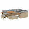 vidaXL Garten-Sofa-Set mit Kissen mit Speicher Beige Poly Rattan