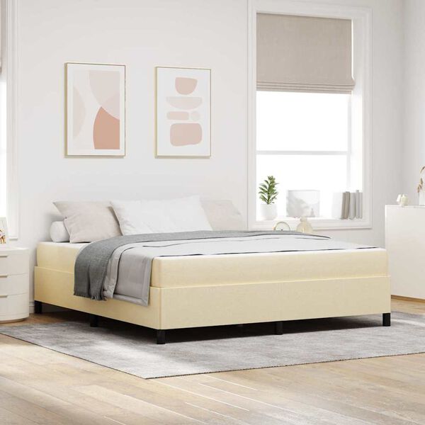 vidaXL Boxspringbett Creme 180 x 200 cm Stoff