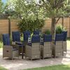 vidaXL Garten Essgruppe mit Kissen 9 pcs Schwarz Poly Rattan