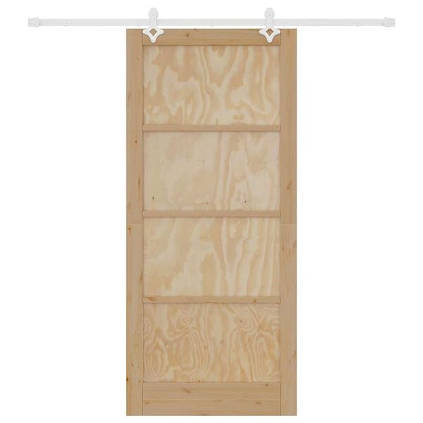 vidaXL Schiebet&uuml;r Braun 93 x 211 cm Massives Kiefernholz