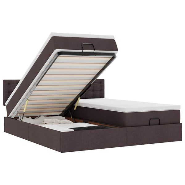 vidaXL Ottoman-Bett mit Matratzen & LEDs Dunkelbraun 180x200 cm Stoff