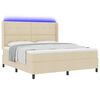 vidaXL LED Boxspringbett mit Matratze Creme 180 x 200 cm Stoff
