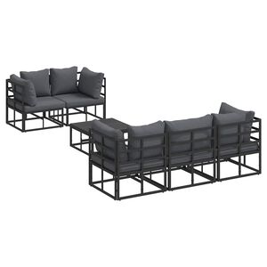 vidaXL Gartensofa-set mit Kissen 6 pcs Schwarz Stahl