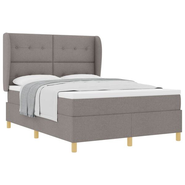 vidaXL Boxspringbett mit Matratze Dunkelgrau 90x190 cm Taupe Stoff