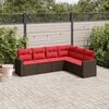 vidaXL 6-tlg. Garten-Sofagarnitur mit Kissen Braun Poly Rattan