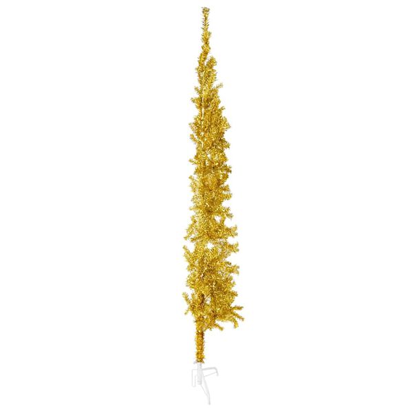 vidaXL Künstlicher Halb-Weihnachtsbaum mit Ständer Schlank Gold 240 cm
