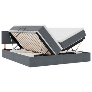 vidaXL Bett mit LED-Lichtleisten Dunkelgrau 180 x 200 cm Samt