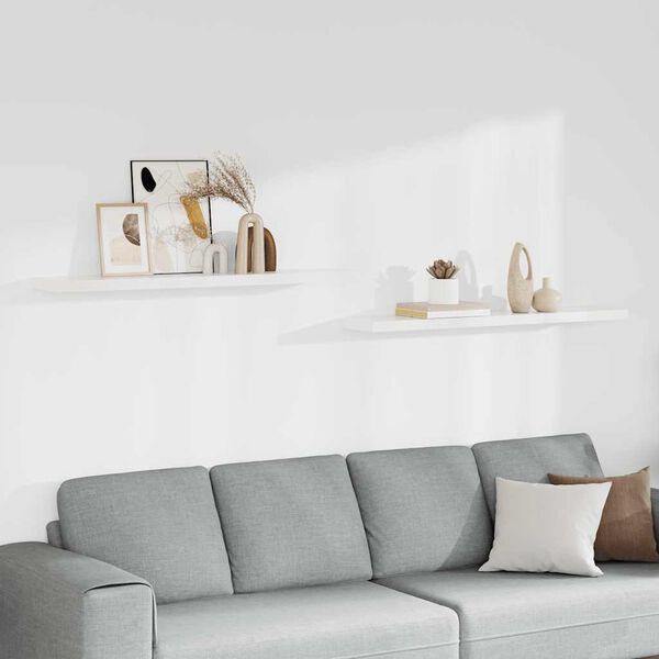 vidaXL Schweberegale 2 Stk. Wei&szlig; 120x23,5x3,8 cm MDF