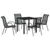 vidaXL Garten Essgruppe 5 pcs Schwarz Pulverbeschichteter Stahl
