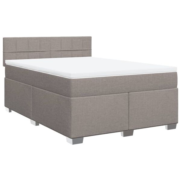 vidaXL Boxspringbett mit Matratze Taupe 140x200 cm Stoff