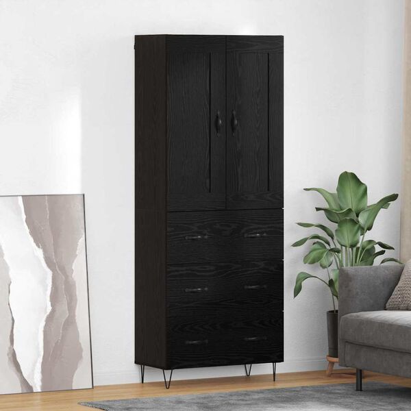 vidaXL Highboard Schwarz Eichen-Optik 69,5 x 34 x 180 cm Holzwerkstoff
