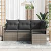 vidaXL Sofa Set mit Kissen Grau Poly Rattan