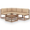 vidaXL 5-tlg. Garten-Lounge-Set mit Beige Kissen