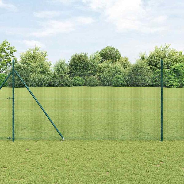 vidaXL Zaunpfosten Grün 25 x 1,4 m (19 x 19 mm Netz) Stahl und PVC