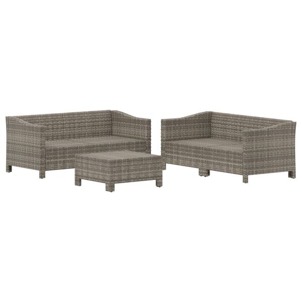 vidaXL 5-tlg. Garten-Lounge-Set mit Kissen Grau Poly Rattan