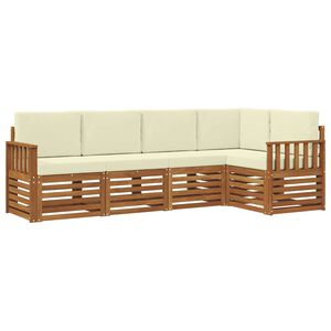 vidaXL Ecksofa Set mit Kissen 5 pcs Natur und Creme Massivholz Akazie