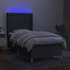 vidaXL Boxspringbett mit Matratze & LED Dunkelgrau 90x190 cm Stoff