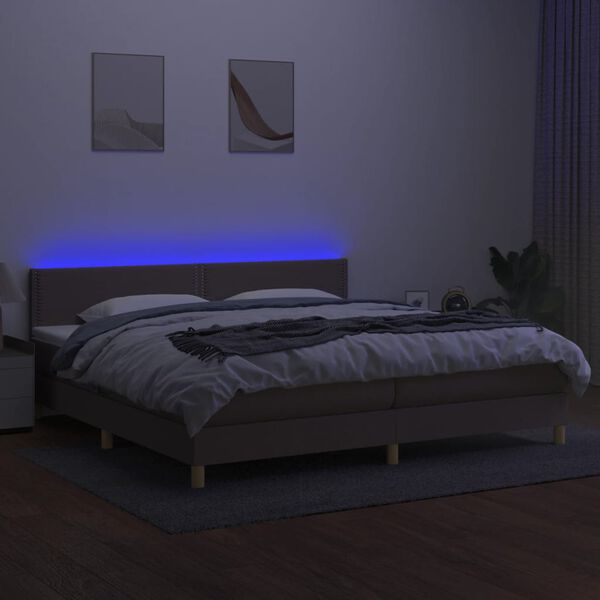 vidaXL Boxspringbett mit Matratze & LED Taupe 200x200 cm Stoff